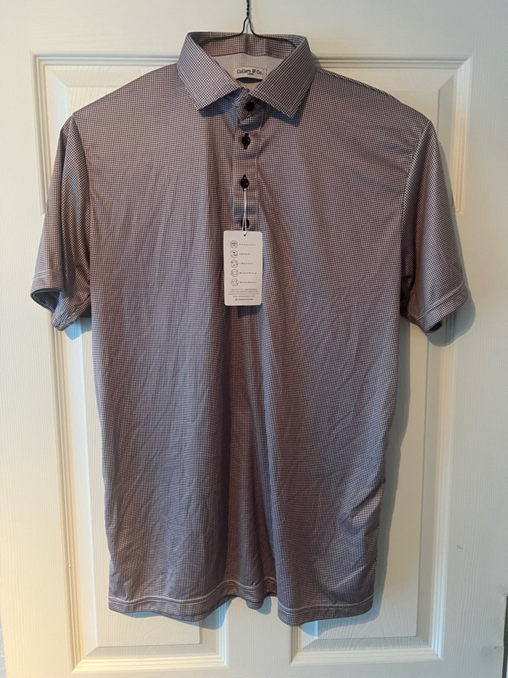 Collars & Co. Brown houndstooth polo